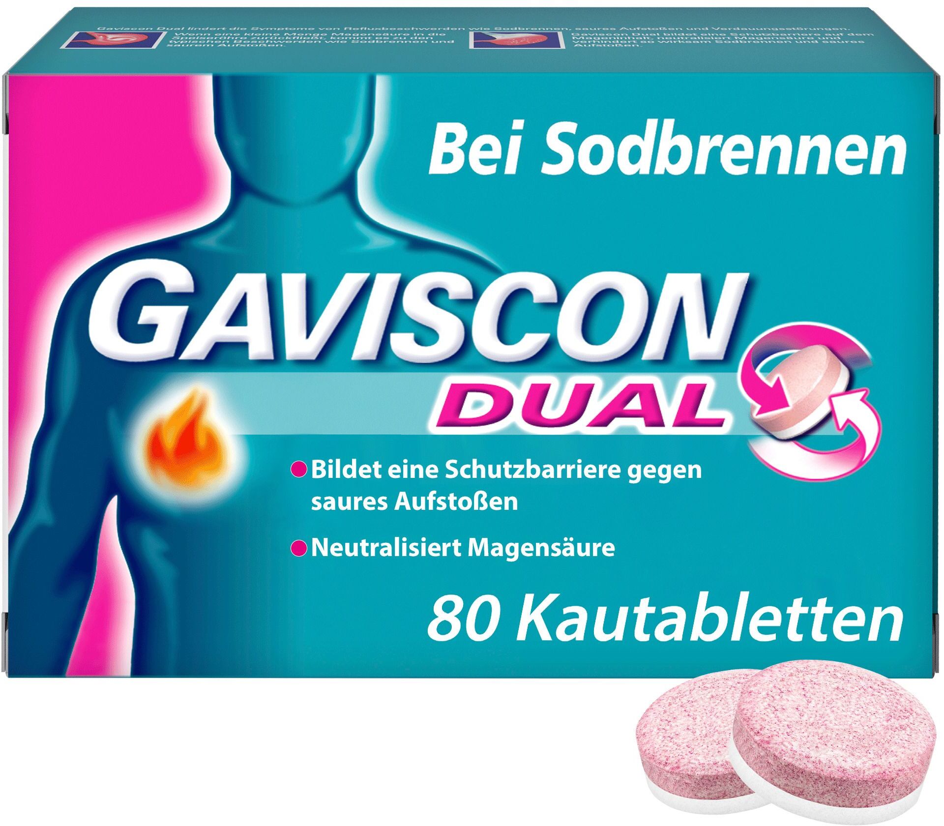 Gaviscon Dual 250mg/106,5mg/187,5mg Kautabletten 80 St