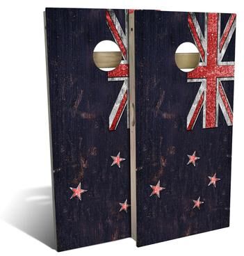 Skip's Garage New Zealand Flag Outdoor Cornhole Board Set