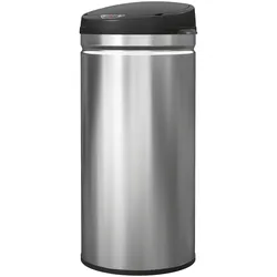 OKWISH Sensor-Mülleimer Edelstahl silber 30,5x30,5x68 cm, 42 L, berührungslos, Soft-Close-Deckel, fingerabdruckresistent