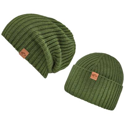 Beanie CHILLOUTS "Justin Hat", Herren, grün (olive), Strick, Kunstfaser, unifarben, Mützen Beanie, mit Chillouts-Logo am Saum