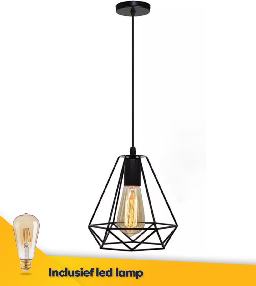 La Luz Leds Industriële Hanglamp - Zwart - Retro LED Verlichting