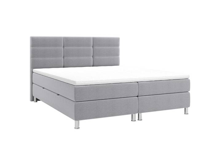 Boxbett, Hellgrau, 140x200 cm, Textil, 7-Zonen & Topper, Modern, Carryhome