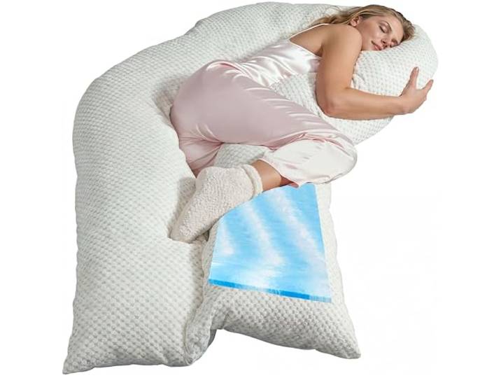 Traumreiter Seitenschläferkissen Visco XXL langes Wendekissen Memory Foam [orthopädisch] + Watte Seite Schwangerschaftskissen zum Schlafen, Stillkissen Kissen, Komfortkissen mit Bezug Perlweiß