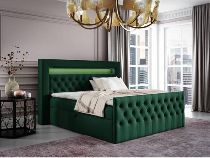 Boxspringbett Schlafzimmerbett ERNESTO Nr.1 (Dunkelgrün, 120x200cm)