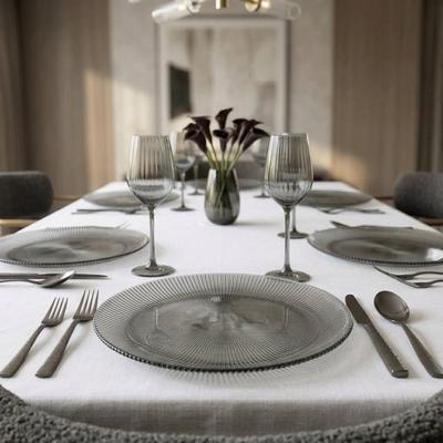 Vivience "Set of 4 Ribbed Chargers -12.5""D (3 Colors Available)"
