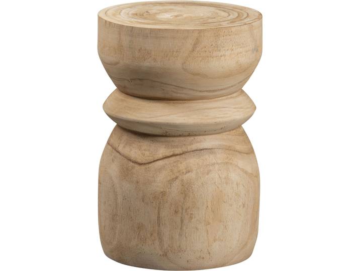 Hocker WOOOD Bikkel aus Paulowniaholz mit sichtbare Maserung Ø 28 x H 40 cm , braun (natur), B:28cm H:40cm T:28cm, Hocker, Hocker, Tragkraft 20 kg, vollstandig montiert geliefert, Pfleiglicht