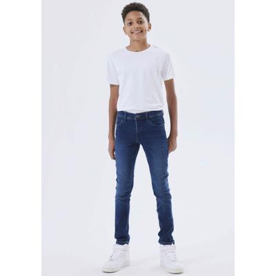 Name It "NKMSILAS XSLIM JEANS 2002-TX NOOS" slim fit, Denim, Abriebeffekte, angesetztes Bündchen
