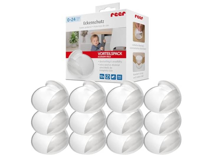 reer Eckenschutz Baby, TPE, PVC-frei, selbstklebend, 12 Stück, Transparent