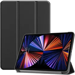CoreParts Tri-fold Caster Hard Shell Cover (Apple iPad Pro 12.9 2021), Tablet Hülle, Schwarz