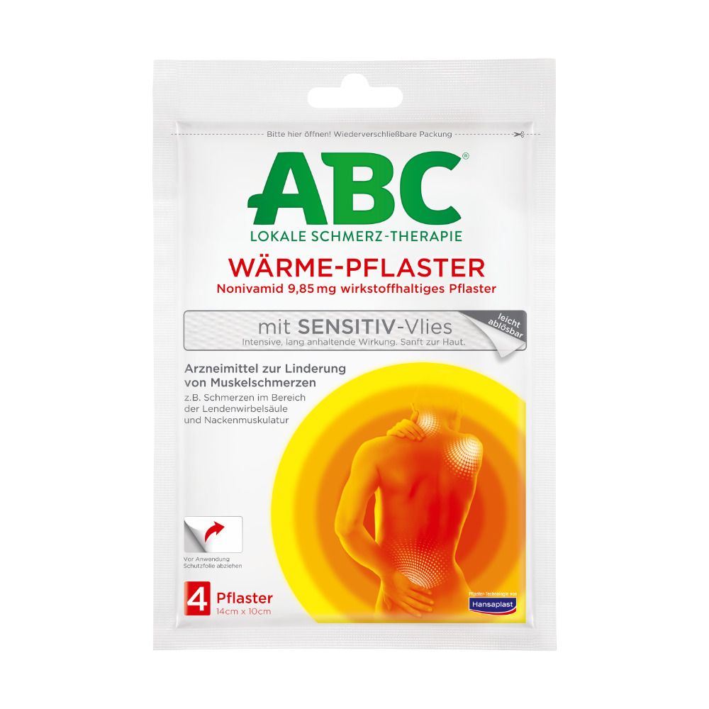 ABC Wärme-Pflaster sensitive-Vlies Hansaplast med 4 St Pflaster