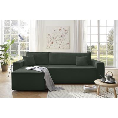 Ecksofa OTTO HOME "CASSI L-Form, 241cm - OTTO. Verlässliche Qualität.", grün, B:241cm H:80cm T:147cm, Sofas, Ecksofa, Schlaffunktion (133/200), Bettkasten, auch in Cord