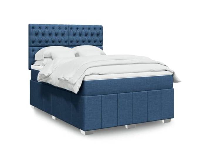 KGTKGTYER Boxspringbett 140x200 cm, Stoffbett mit Inklusive Matratzenauflage, Höhenverstellbares Kopfteil, Robuster Holzrahmen