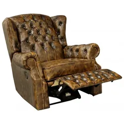 Elektrischer Relaxsessel Chesterfield Stunning aus echtem Rindsleder Whisky