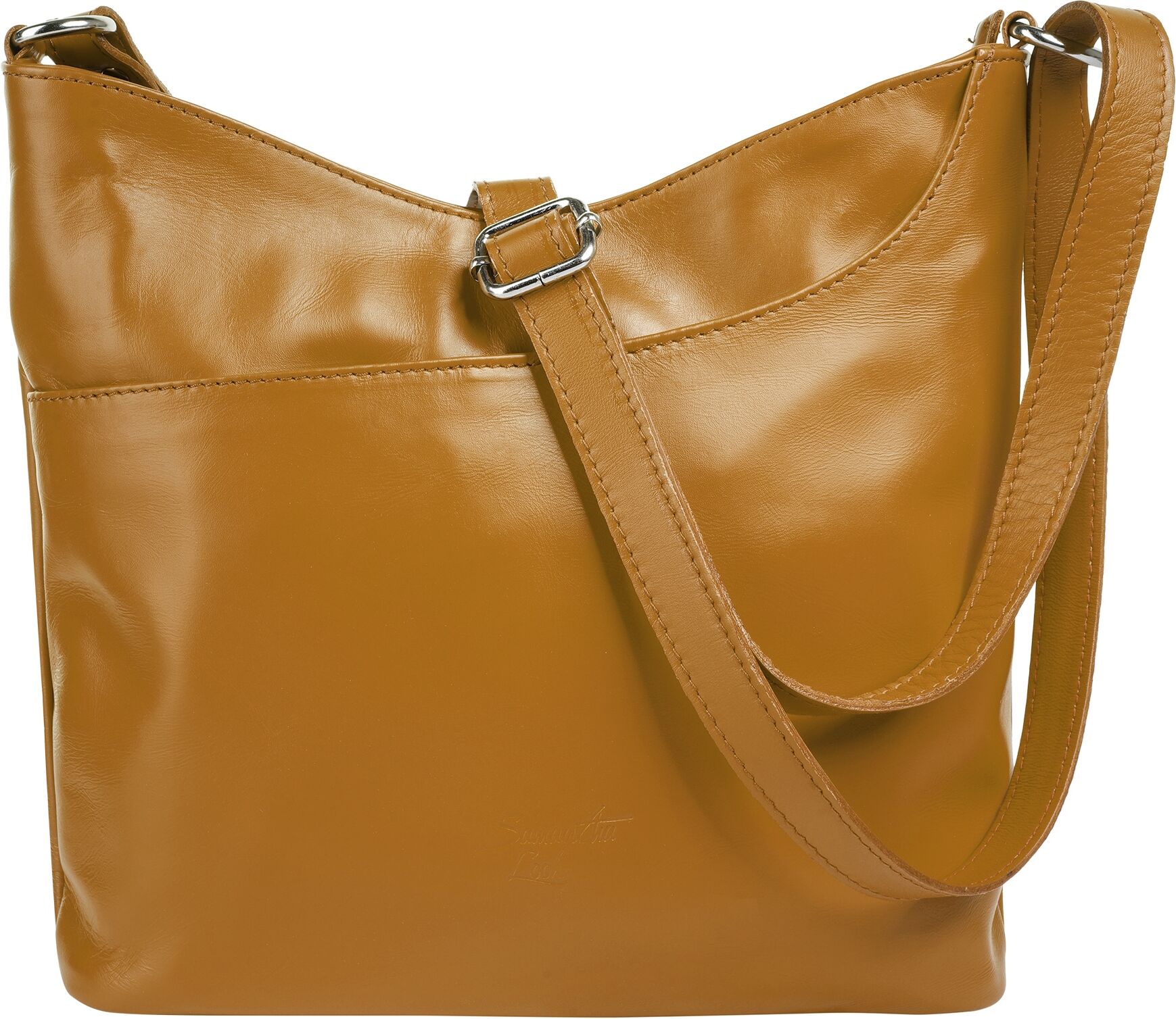 Umhängetasche SAMANTHA LOOK "SAMANTHA LOOK Damen echt Leder, Made in Italy", Damen, Gr. B/H/T: 25cm x 20cm x 5cm onesize, gelb, Leder, unifarben, Taschen Umhängetasche, echt Leder, Made in Italy