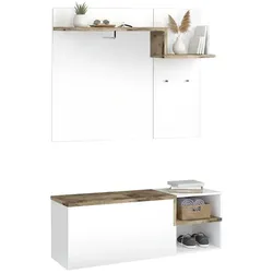 Dmora Graziella - Flurregal, 120x40x154h cm Hochglanz Weiß, 3 Böden Made in Italy