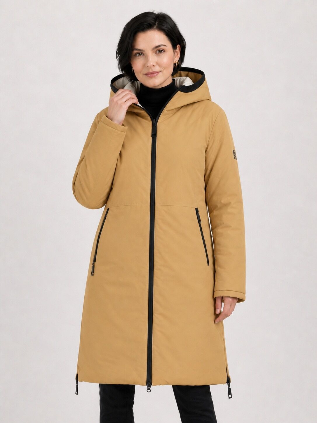 Steppjacke LPO "NAKITA WMN Wendemantel Steppmantel", Damen, Gr. 40 (M), weiss (ocker, weiß), Web, 100% Polyester, tailliert hüftbedeckend, Jacken Steppjacke, Wendemantel ocker, weiß 40 (M)