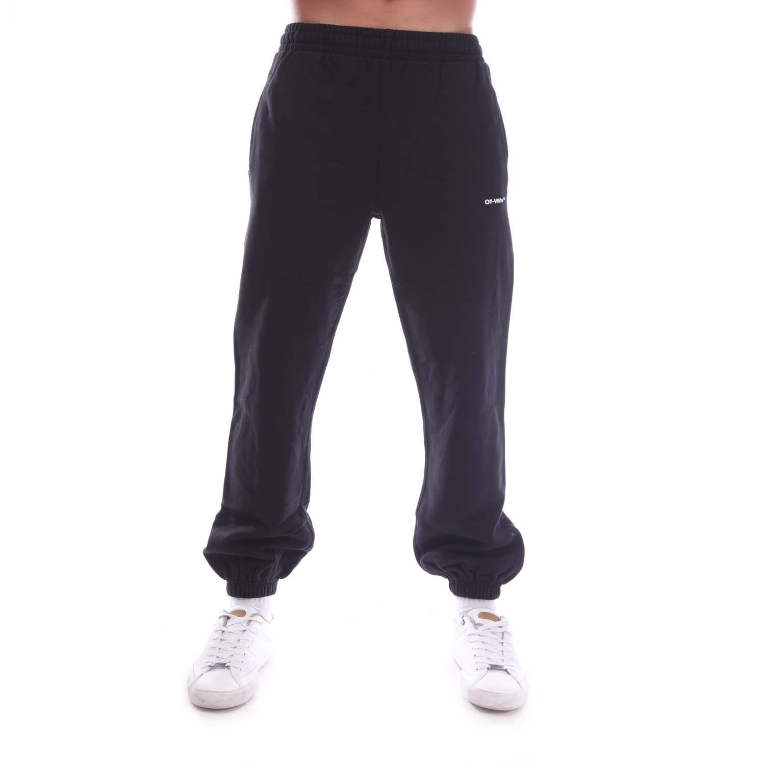 Heren Off White Wave Outline Diagonal Short Sweatpants in zwart-wit