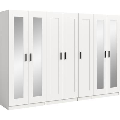 Kleiderschrank HOME AFFAIRE "Farmsen, Schlafzimmerschrank, Garderobe, Schrank", weiß, B:280cm H:195cm T:56cm, FSC-zertifizierter Holzwerkstoff, Schränke, Kleiderschrank, Set best. aus: 3 Kleiderschränken, individuell platzierbar