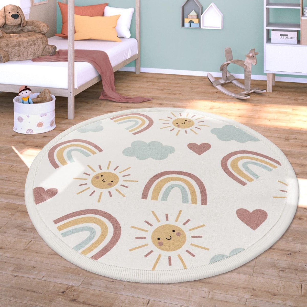 Zacht Kinderkamer Vloerkleed met Antislip Onderkant in Vrolijke Kleuren - 120 cm