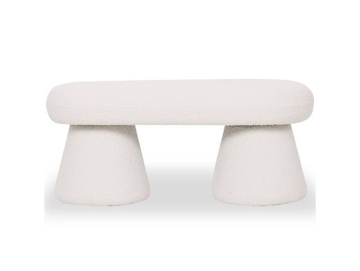 Banc Moderne Rembourré En Tissu Bouclé - Nuvora Blanc
