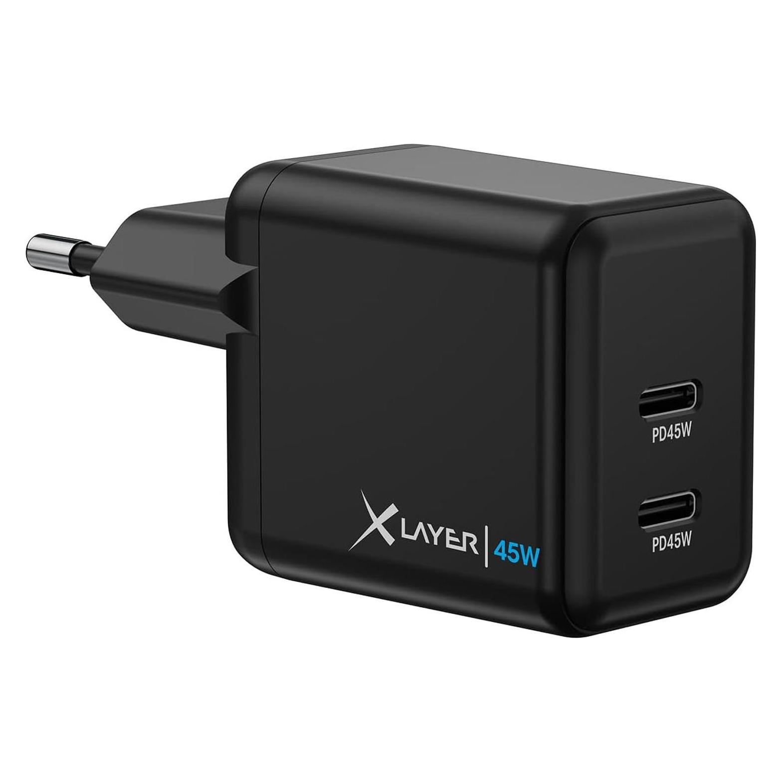 Xlayer Powercharger 45W Ladeadapter schwarz, 45 Watt (45 W, 2 Ports) (220178)