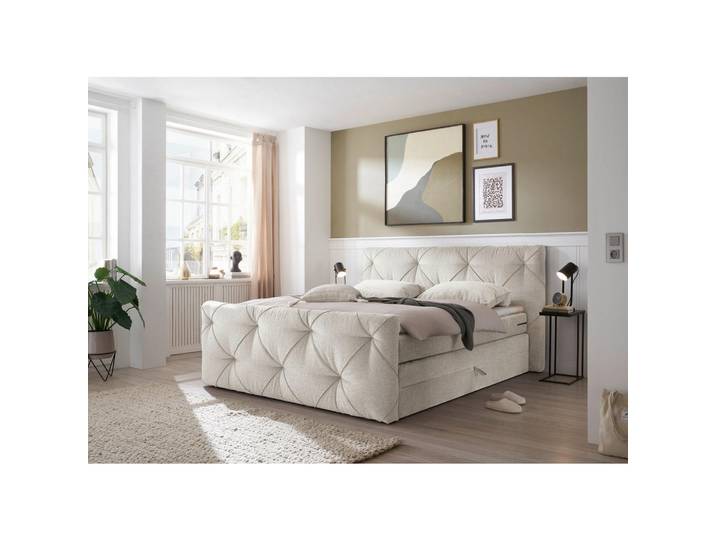 Boxxx Boxspringbett, Creme, Kunststoff, H2, Höhe ca. 18 cm, 180x200 cm, Schlafzimmer, Betten, Doppelbetten