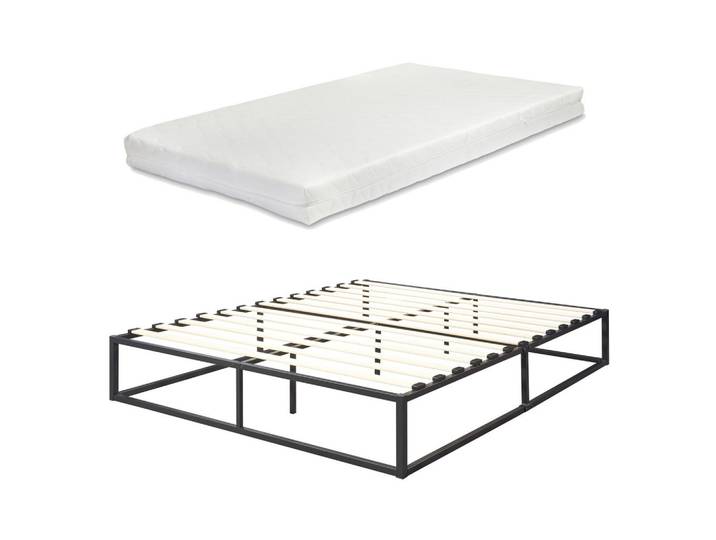 [en.casa] Metallbett Kreta mit Matratze, Schwarz, Textil, 180x200 cm, Schlafzimmer, Bett, Metallbetten