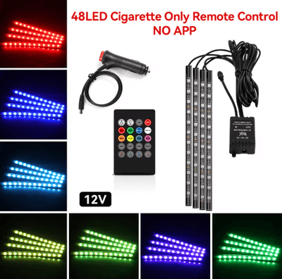 Inspire Picks Car Interior LED Ambient Light Strips Dashboard & Console Cold Light Atmosphere Lamps 48led Remote Cig