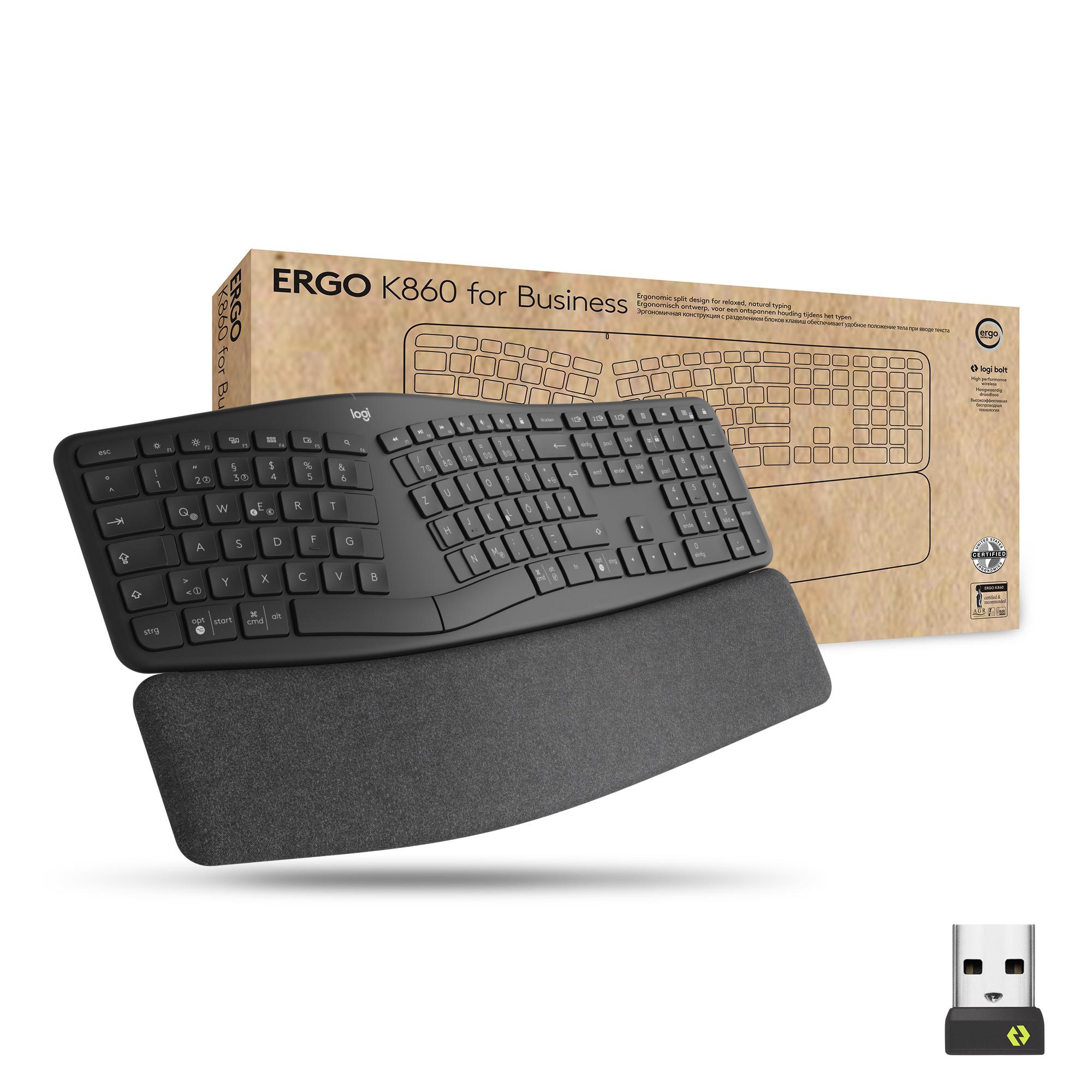 Logitech Ergo K860 Split for Business - US - ergonomische Tastatur mit Logi Bold 920-010352