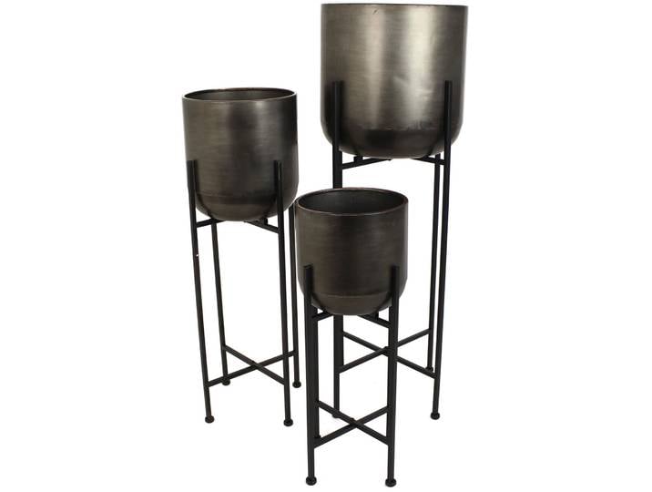 Blumentopf 3er-Set Bloem - Farbe: schwarz - Material: Metall - Blumentopf 3er-Set