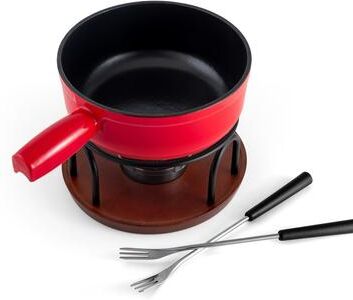 Swissmar Ticino Fondue 9 Piece Set,Cast Iron, 2qt, red