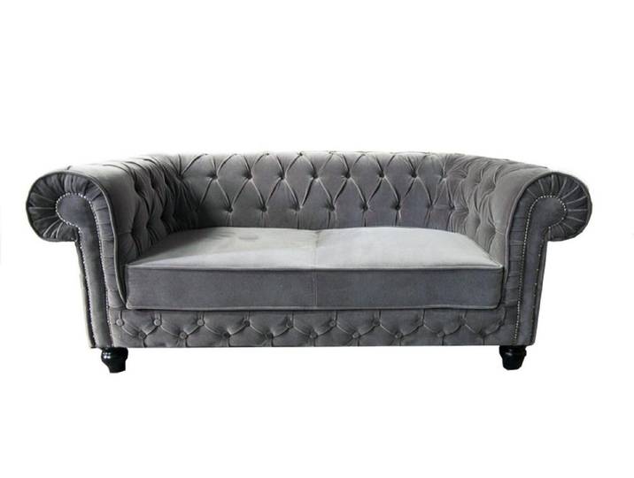 JVmoebel Chesterfield-Sofa Elegantes Designer Sofa im Chesterfield-Stil, grau gepolstert, Packung, Made in Europa