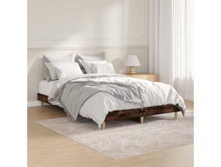 RJPLMFV Bettgestell, 120 x 190 cm, Raucheiche, ohne Matratze Langlebiges Holzwerkstoff, stabile Holzbeine, Sperrholzlatten inklusive, Lattenrost-Design