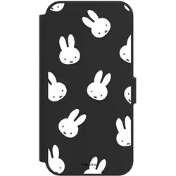 Nivocase Klapphülle für Apple iPhone 16e Handyhülle aus Kunst Leder NIVOflip schwarz Muster transparent (Apple iPhone 16e), Smartphone Hülle, Schwarz, Transparent
