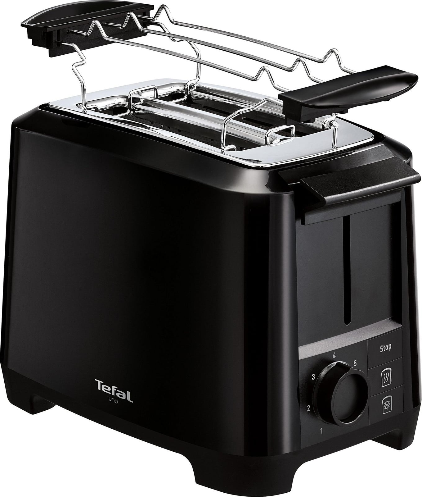 Tefal Uno broodrooster met 2 sleuven, Zwart en Zilver, 800 W