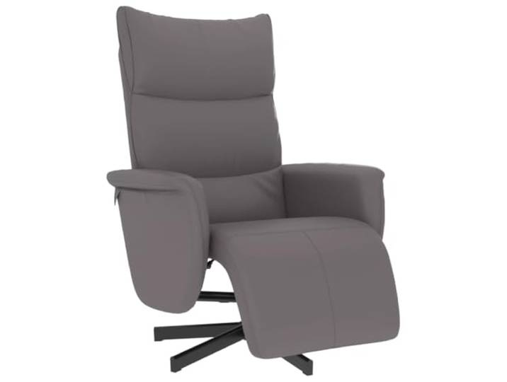 Fisinber Relaxsessel mit Liegefunktion 360 Grad Drehbar Kunstleder Grau Verstellbare Rückenlehne und Fußstütze bieten ergonomischen Komfort für Wohnzimmer und Leseecke zum Entspannen.