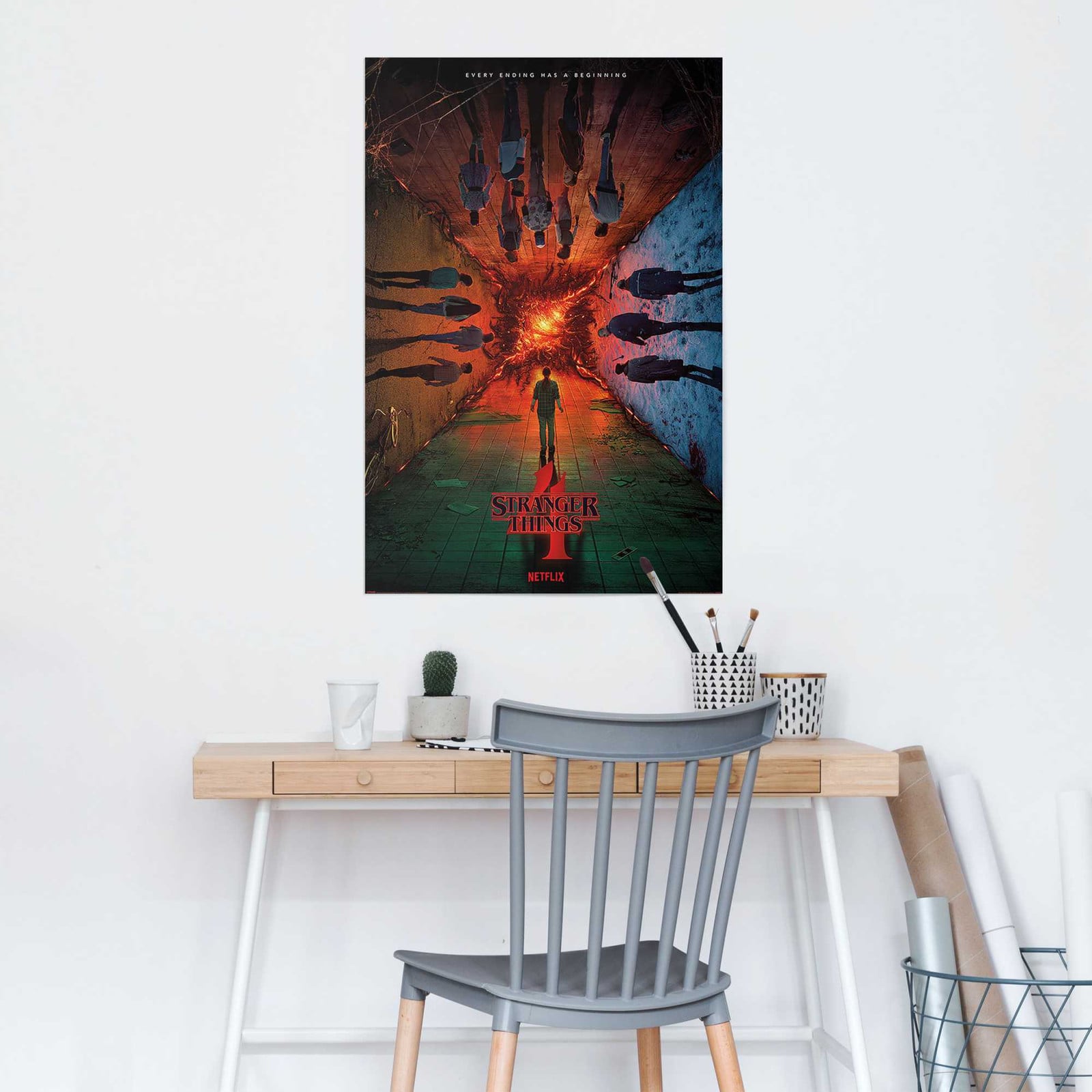 home24 Stranger Things Season 4 Poster, Rood, 61 x 92 cm