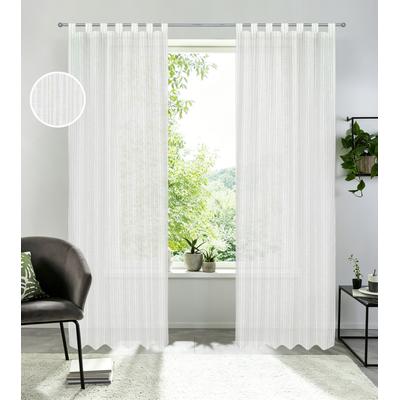Gardine OTTO HOME "Marric, 1 Stück, Schlaufen, halbtransparent, Leinenoptik mit Streifen" Gr. 2, weiß (beige), B:135cm H:175cm, Polyester, Gardinen, Gardine, halbtransparent, Leinenoptik mit Streifen, Schlaufenaufhängung