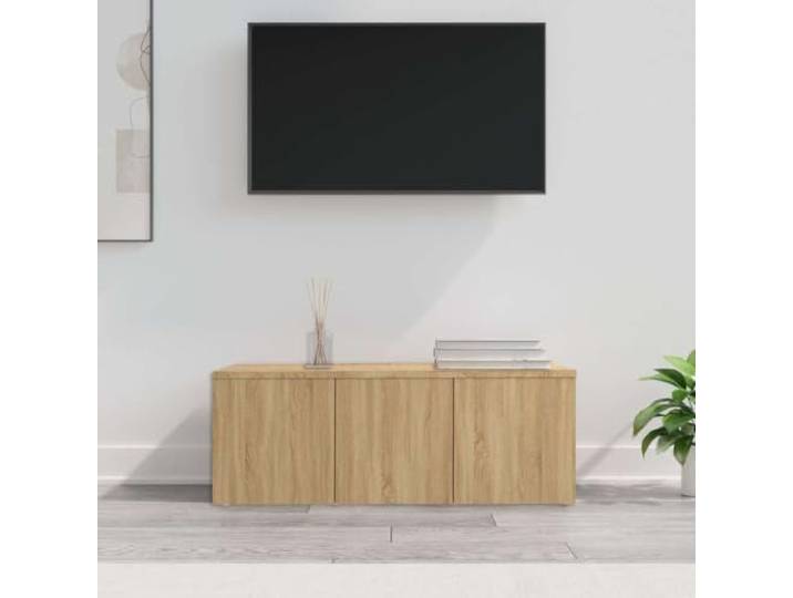 HEFZGDB TV-Schrank Sonoma-Eiche 80x34x30 cm Holzwerkstoff mit 3 Schubladen für Aufbewahrung, robuster TV-Tisch im klassischen Stil, Zeitlose Ergänzung, einfache Montage