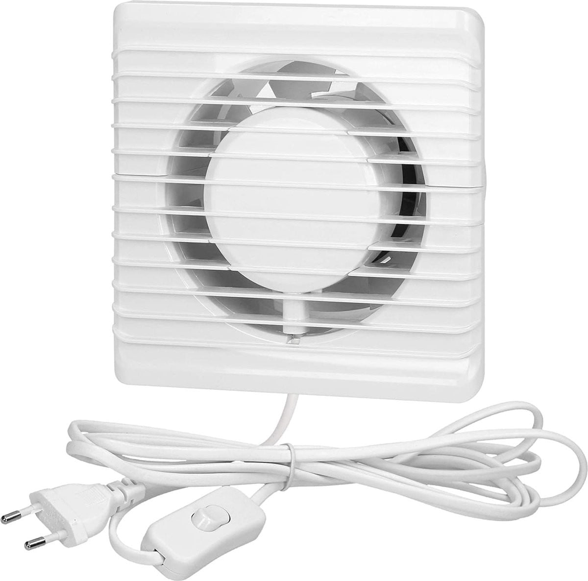 Witte plastic badkamerventilator voor muurmontage met 100 mm diameter