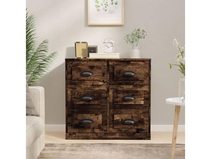 HEFZGDB Klassisches Sideboard Räuchereiche mit zeitlosem Design aus Holzwerkstoff und glatter Oberfläche bietet viel Stauraum für Alltagsgegenstände, eignet Sich zur Aufbewahrung