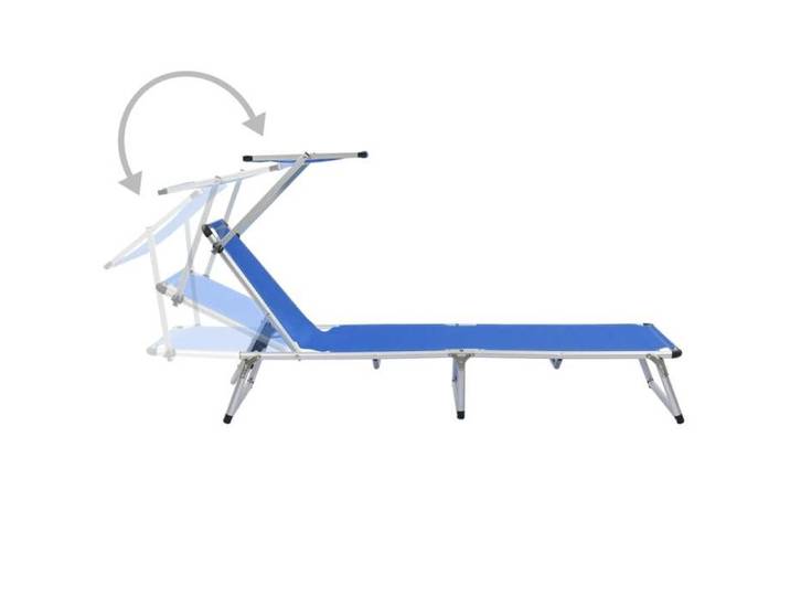 MGH - NEUF Chaise longue/transat - pliable - avec toit Aluminium et textilène Bleu CC6