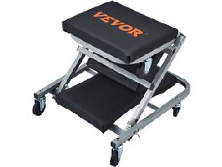 VEVOR Chariot de Visite et Tabouret d’Atelier 2 en 1, Chariot Roulant Pliable pour Mécanicien, Capacité 136 kg, Profil Bas, 6 Roues, pour Garage, Magasin, Réparation Automobile, Allonger ou s'Asseoir