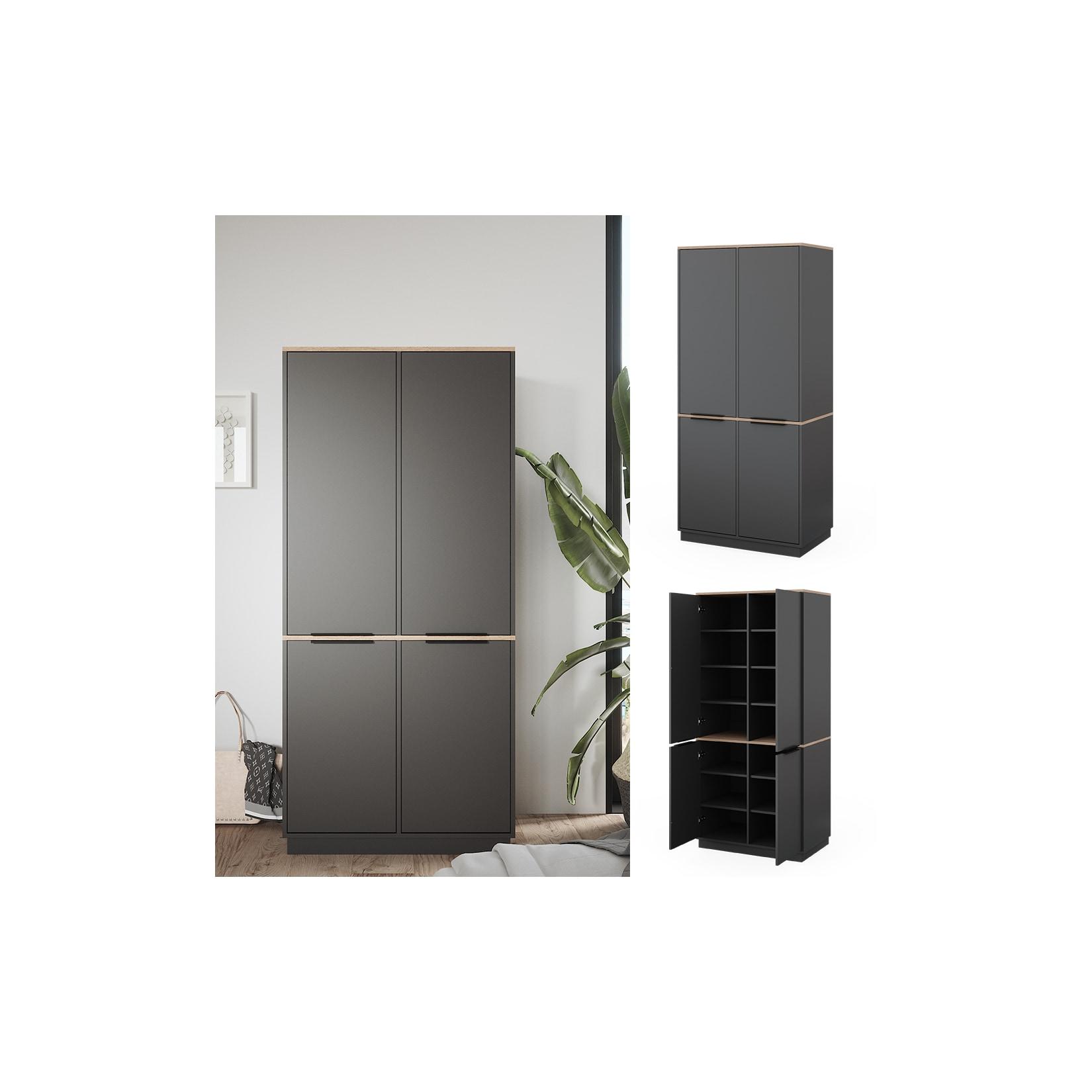 Vicco Schrank Betti 82 x 179 cm, Anthrazit Sonoma, 4-türig, Schlafzimmer