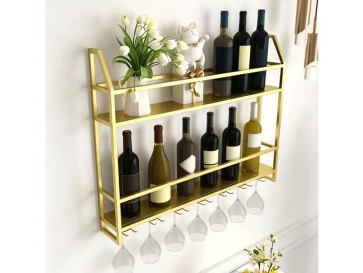 Weinglasregal an der Decke Wandmontierte Weinregal-Dekoration(Gold)