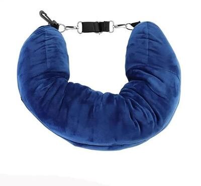 Uplifted Finds Fillable Travel Neck Pillow Stuff With Clothes Portable Pillowcase Storage Bag ultra Soft Fuzz Blue