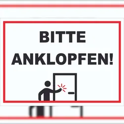 HB-Druck Schild Bitte anklopfen waagerecht A4 (210x297mm)