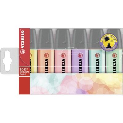STABILO Textmarker - BOSS ORIGINAL Pastel - 6er Pack: Gelb, Pfirsich, Rouge, Lila, Minzgrün, Türkis