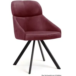 ESSZIMMERSTUHL drehbar (8er-Set) Diann 52x82x63 Schwarz/Marsala