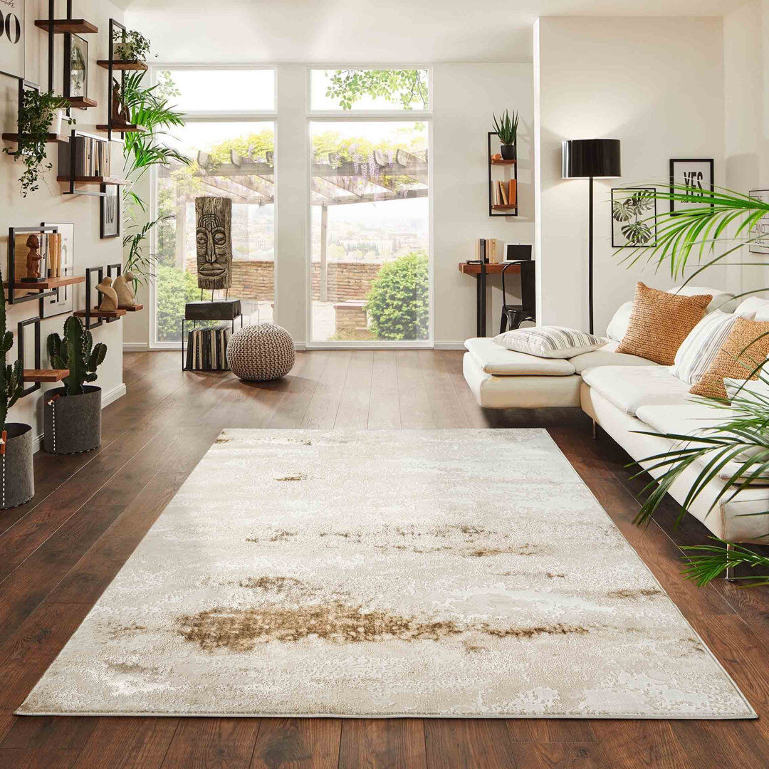 Borough Wharf Hesperange Abstract Area Rug Beige Rectangle 160 x 230cm